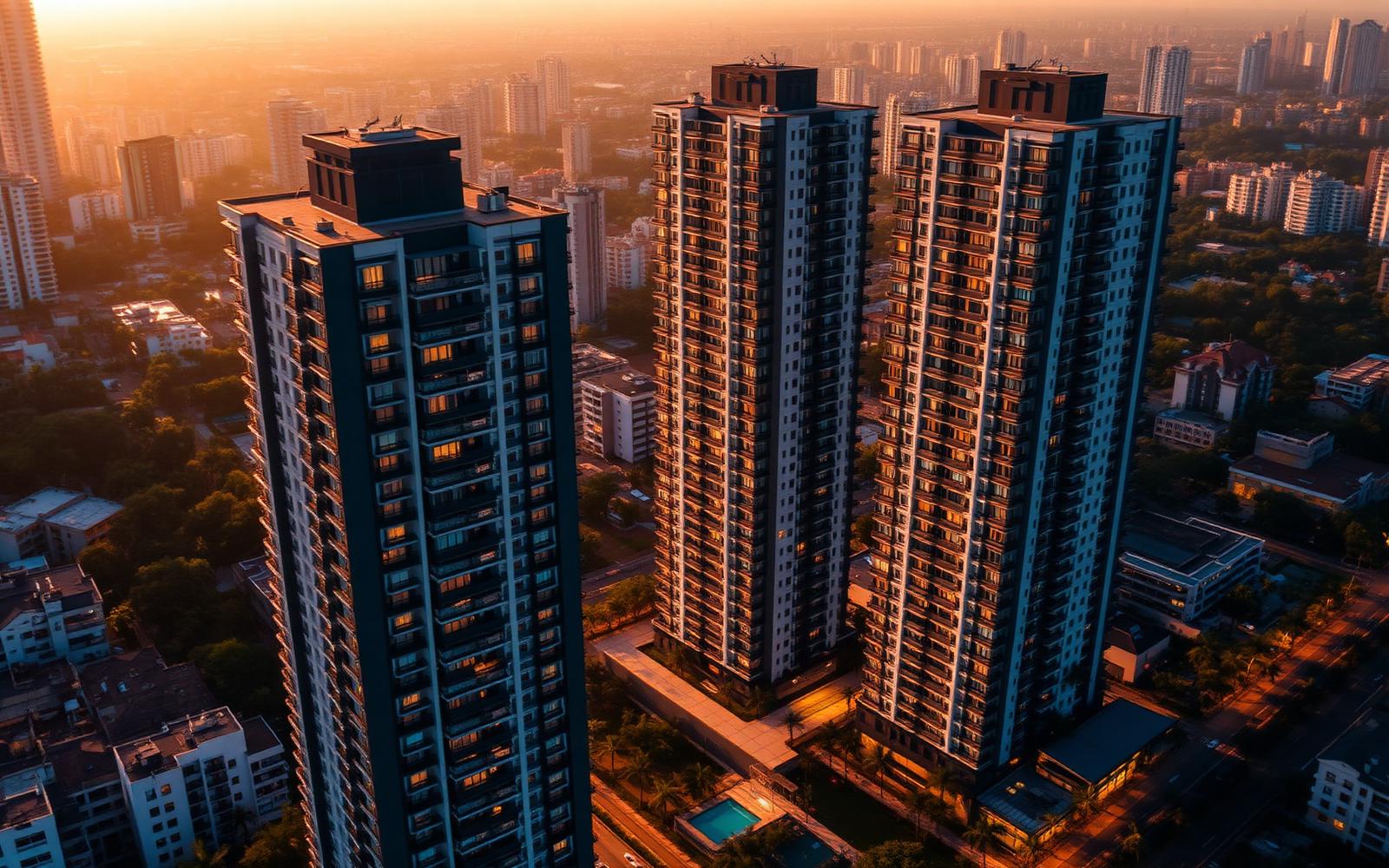 Vista aérea de condomínios em Alphaville e região